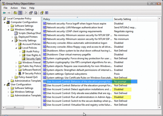 Group Policy - Disable UAC